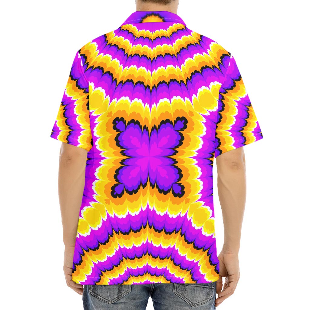 Yellow Explosion Moving Optical Illusion Aloha Shirt