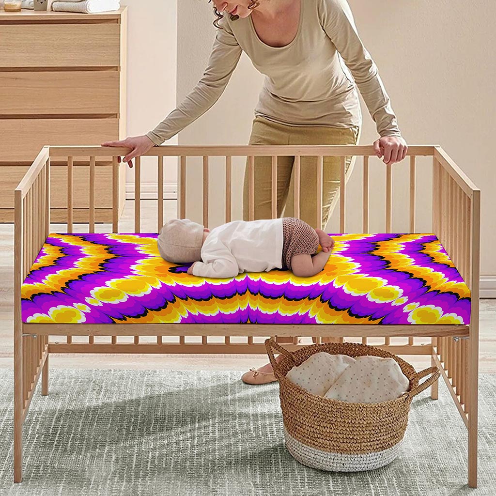 Yellow Explosion Moving Optical Illusion Baby Crib Sheet