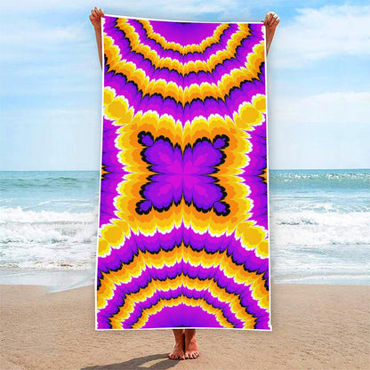 Yellow Explosion Moving Optical Illusion Beach Towel