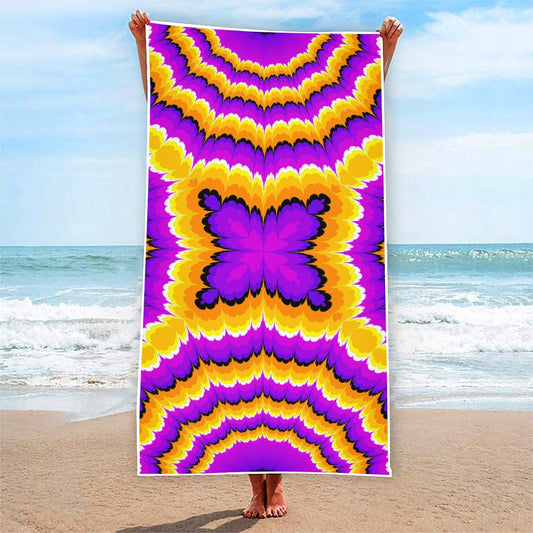 Yellow Explosion Moving Optical Illusion Beach Towel