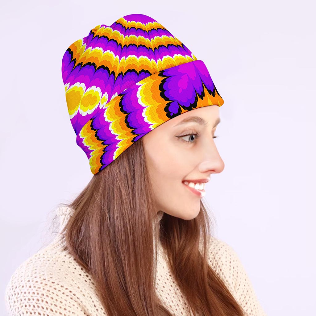 Yellow Explosion Moving Optical Illusion Beanie