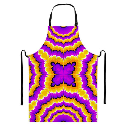Yellow Explosion Moving Optical Illusion Bib Apron With Pocket