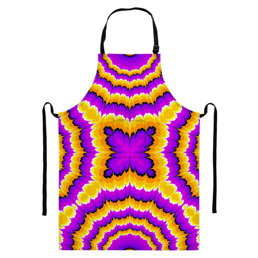 Yellow Explosion Moving Optical Illusion Bib Apron With Pocket