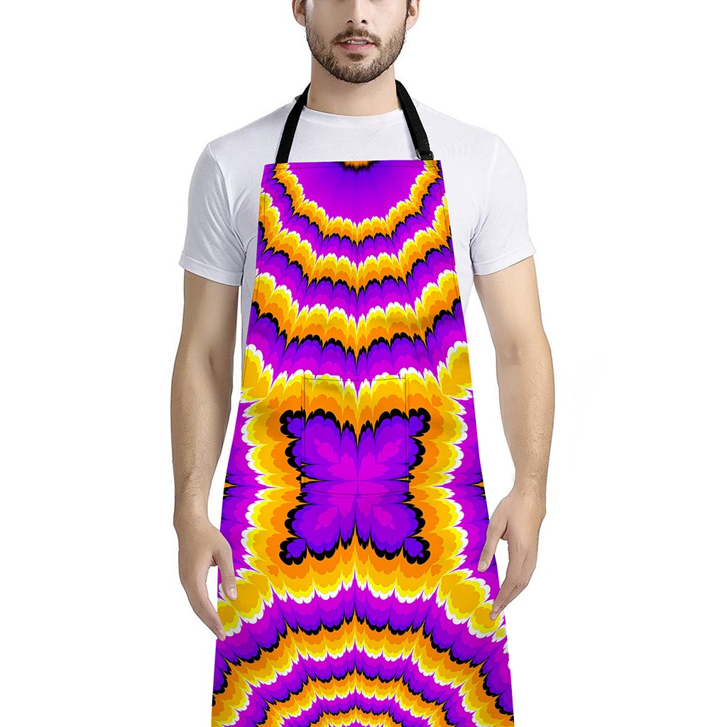 Yellow Explosion Moving Optical Illusion Bib Apron With Pocket