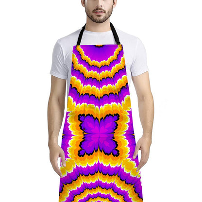 Yellow Explosion Moving Optical Illusion Bib Apron With Pocket
