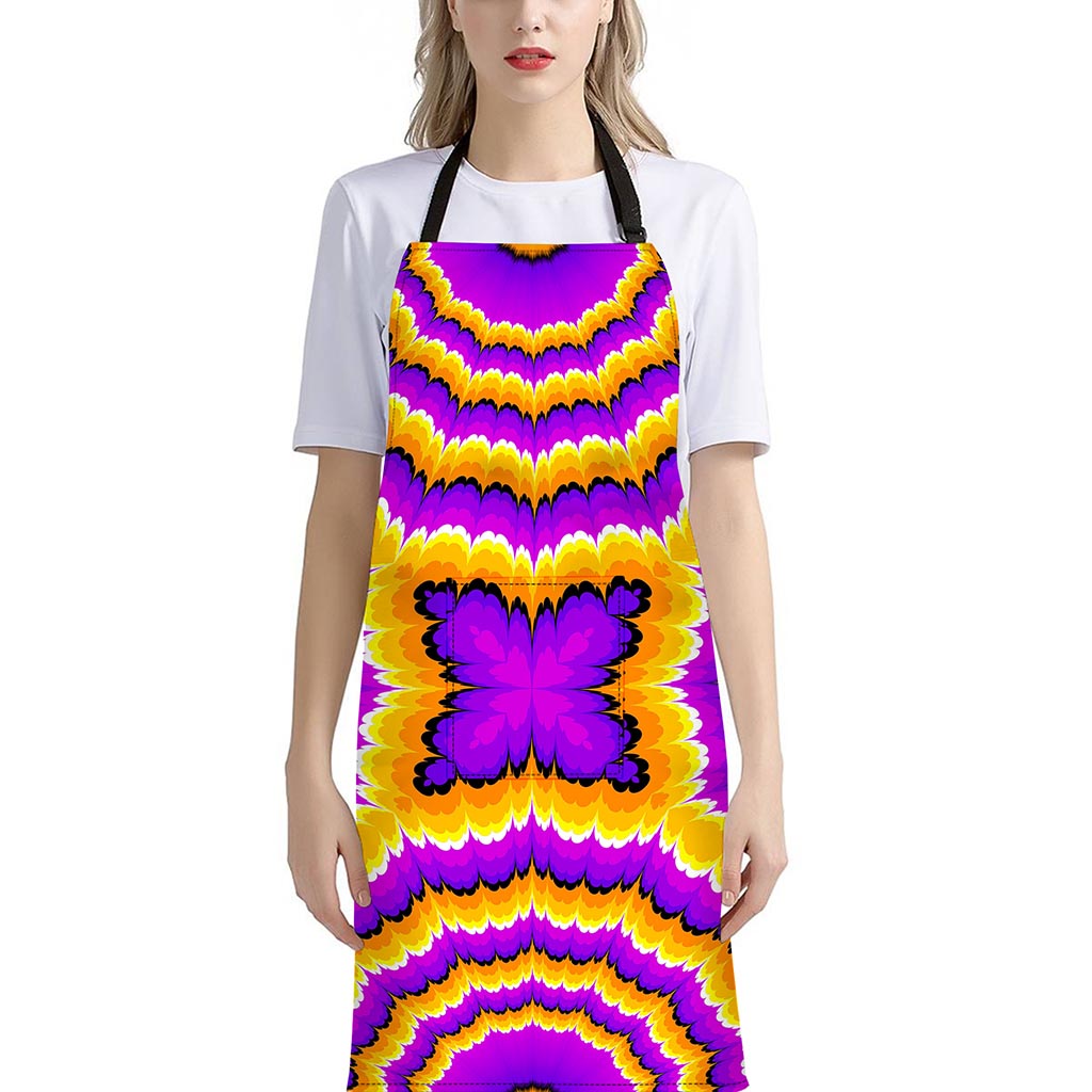 Yellow Explosion Moving Optical Illusion Bib Apron With Pocket