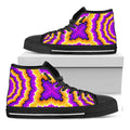Yellow Explosion Moving Optical Illusion Black High Top Sneakers