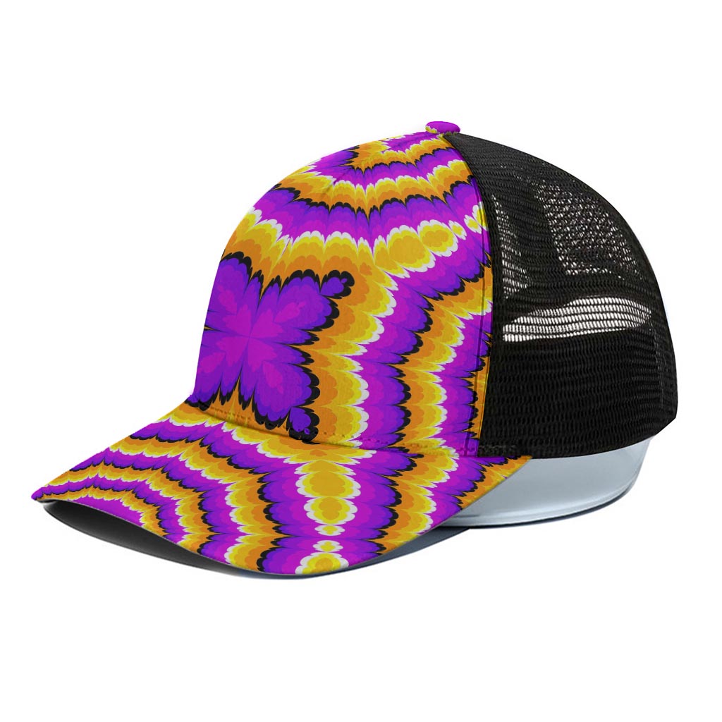 Yellow Explosion Moving Optical Illusion Black Mesh Trucker Cap