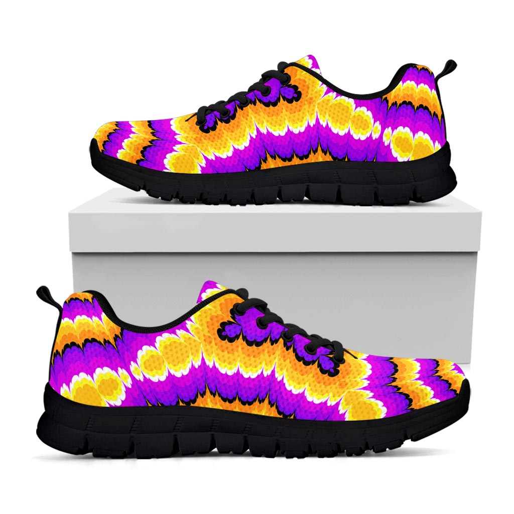 Yellow Explosion Moving Optical Illusion Black Running Shoes