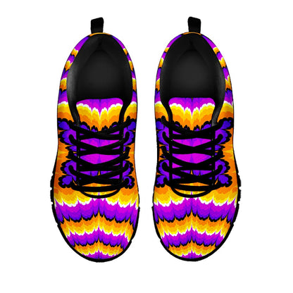Yellow Explosion Moving Optical Illusion Black Running Shoes