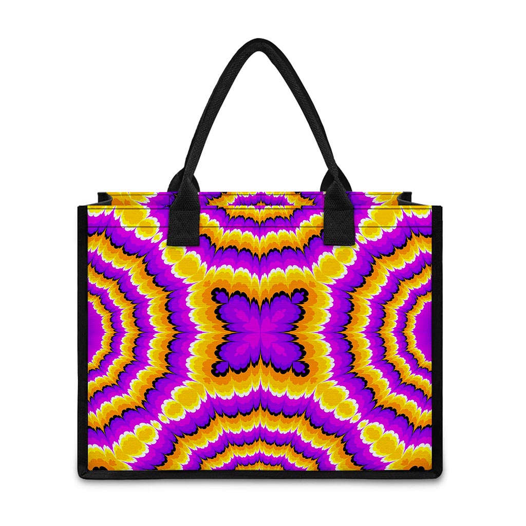 Yellow Explosion Moving Optical Illusion Canvas Tote Bag