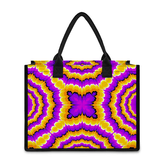 Yellow Explosion Moving Optical Illusion Canvas Tote Bag
