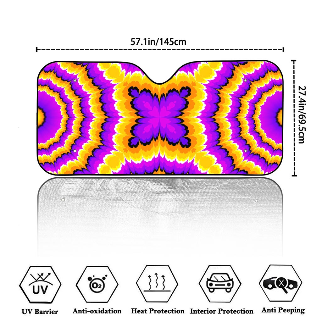 Yellow Explosion Moving Optical Illusion Car Windshield Sun Shade