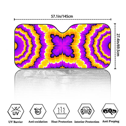 Yellow Explosion Moving Optical Illusion Car Windshield Sun Shade