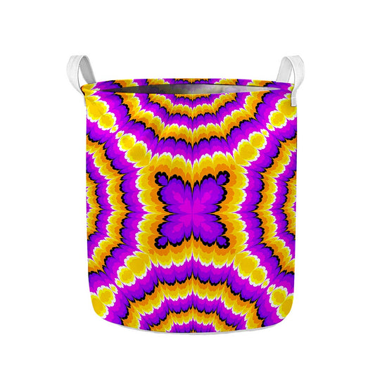 Yellow Explosion Moving Optical Illusion Collapsible Laundry Basket