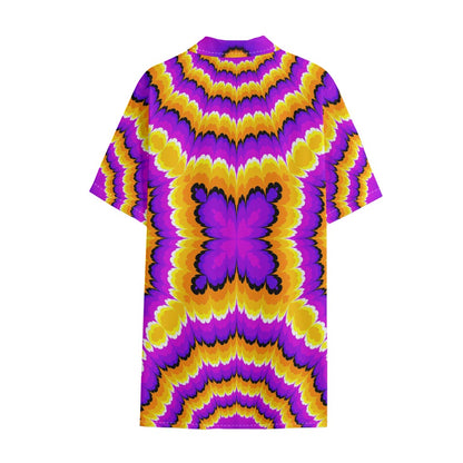 Yellow Explosion Moving Optical Illusion Cotton Hawaiian Shirt