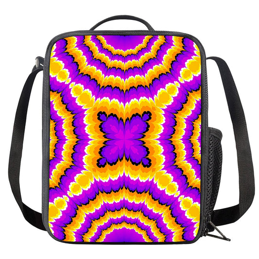 Yellow Explosion Moving Optical Illusion Crossbody Lunch Bag