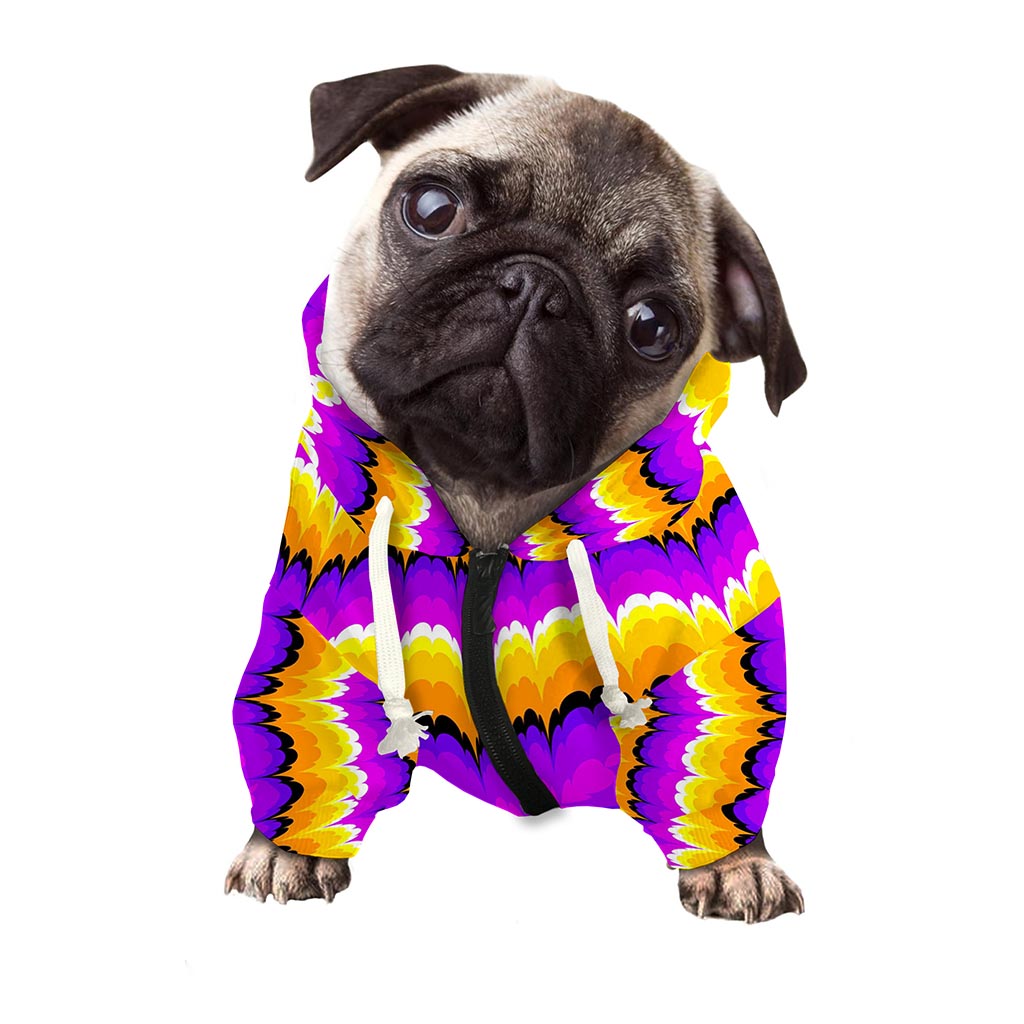 Yellow Explosion Moving Optical Illusion Dog Zip Up Hoodie