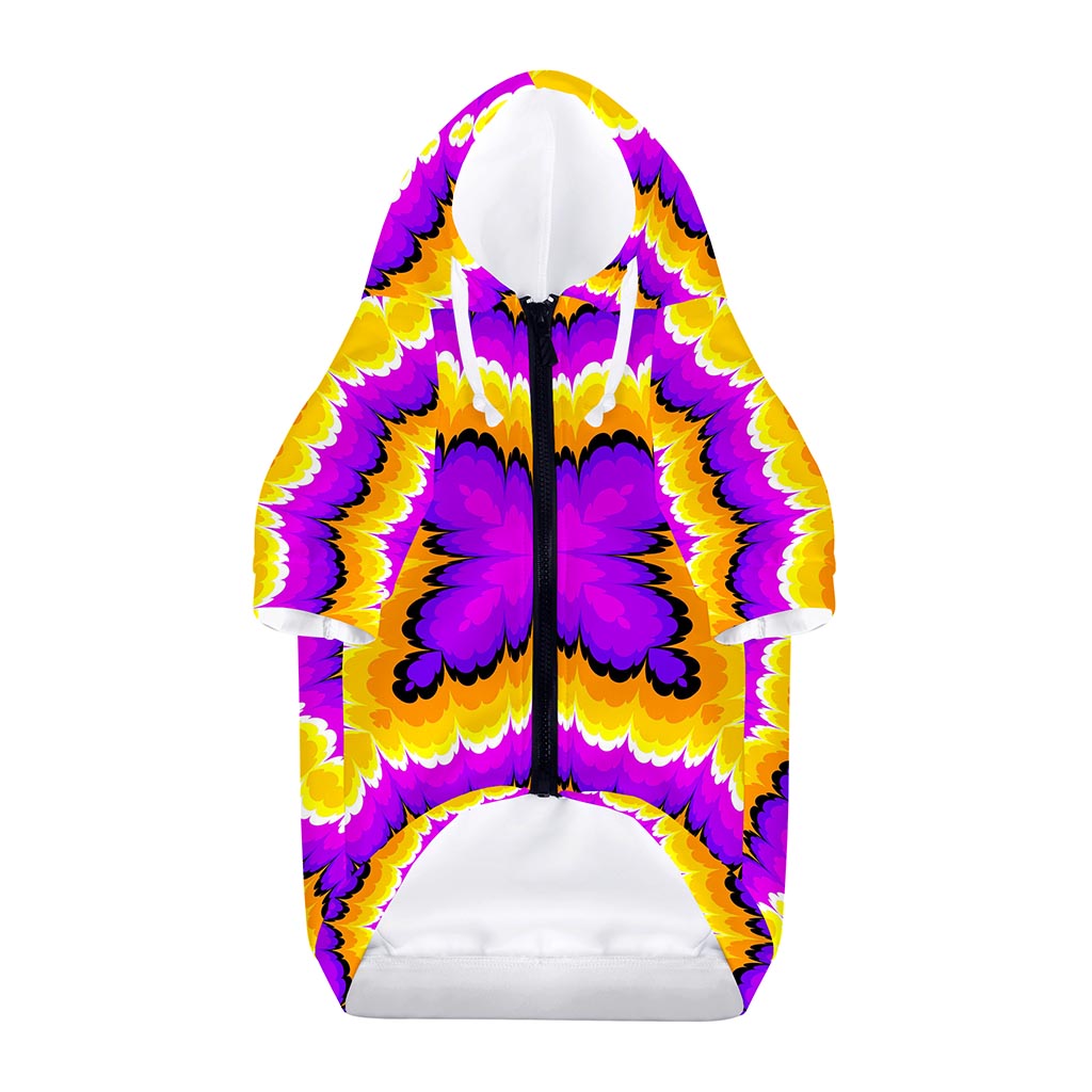 Yellow Explosion Moving Optical Illusion Dog Zip Up Hoodie