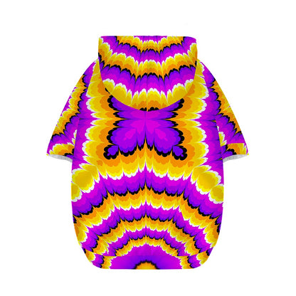 Yellow Explosion Moving Optical Illusion Dog Zip Up Hoodie