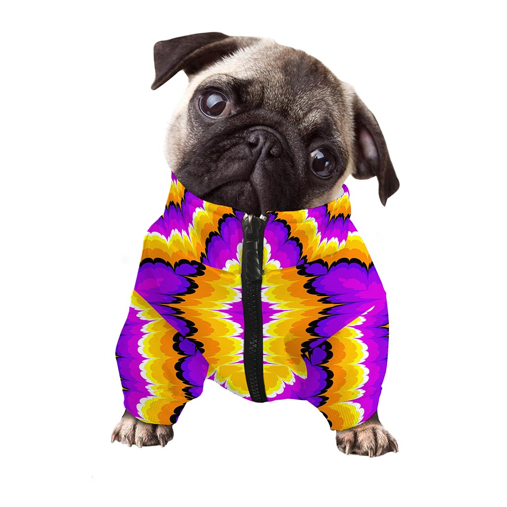 Yellow Explosion Moving Optical Illusion Dog Zip Up Jacket