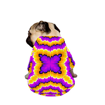 Yellow Explosion Moving Optical Illusion Dog Zip Up Jacket