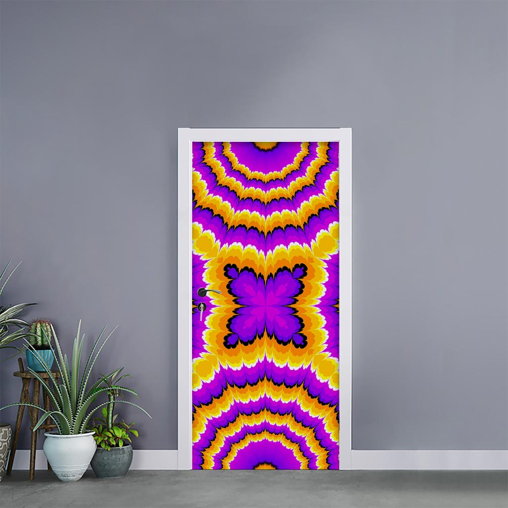 Yellow Explosion Moving Optical Illusion Door Sticker