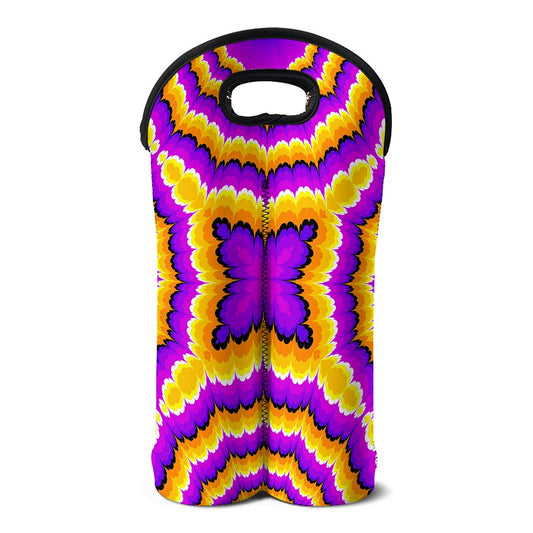 Yellow Explosion Moving Optical Illusion Double Neoprene Wine Tote