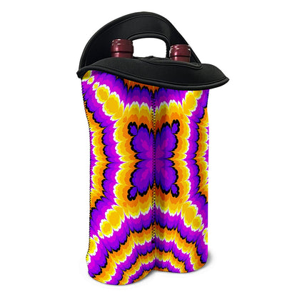 Yellow Explosion Moving Optical Illusion Double Neoprene Wine Tote