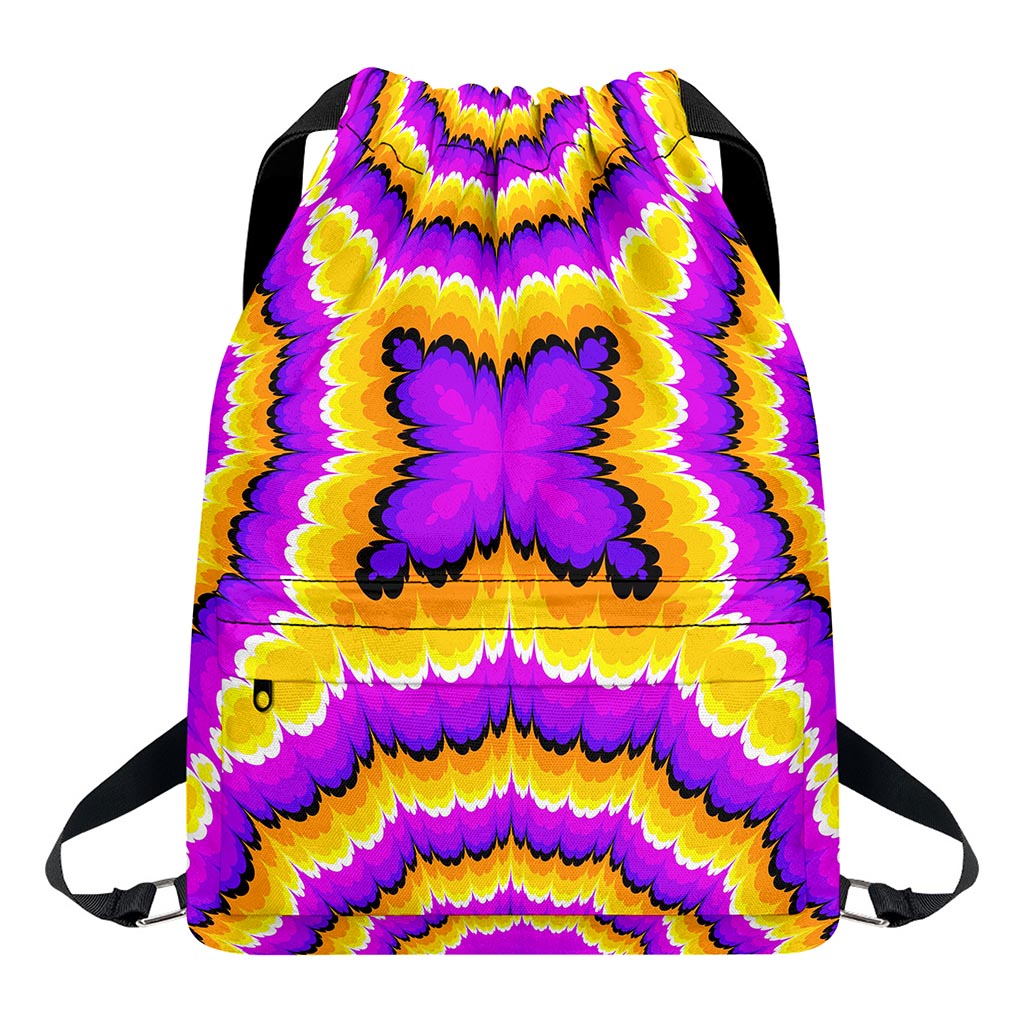 Yellow Explosion Moving Optical Illusion Drawstring Backpack