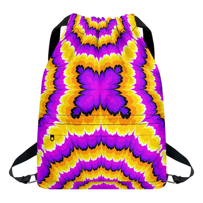 Yellow Explosion Moving Optical Illusion Drawstring Backpack