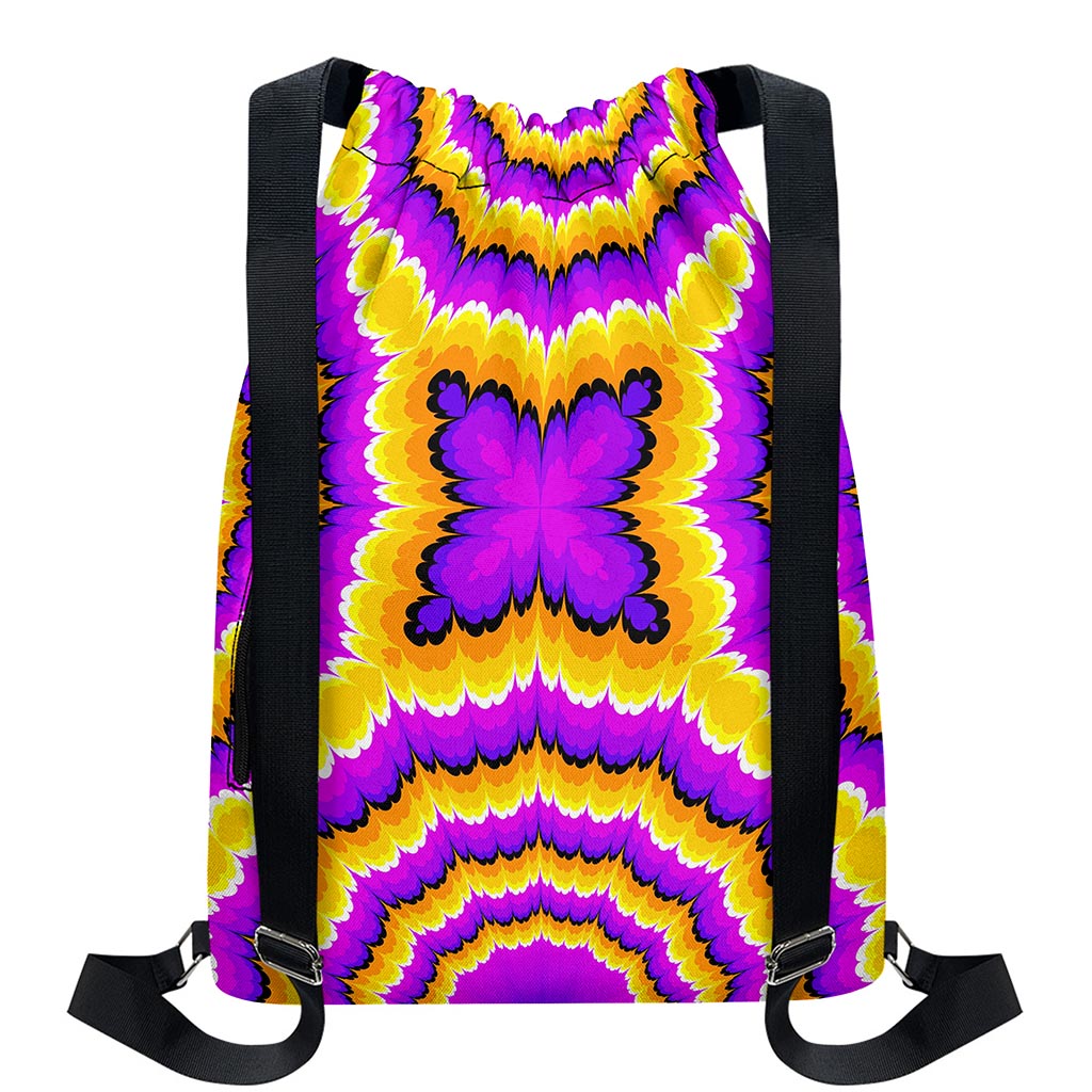 Yellow Explosion Moving Optical Illusion Drawstring Backpack