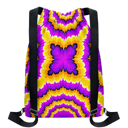 Yellow Explosion Moving Optical Illusion Drawstring Backpack