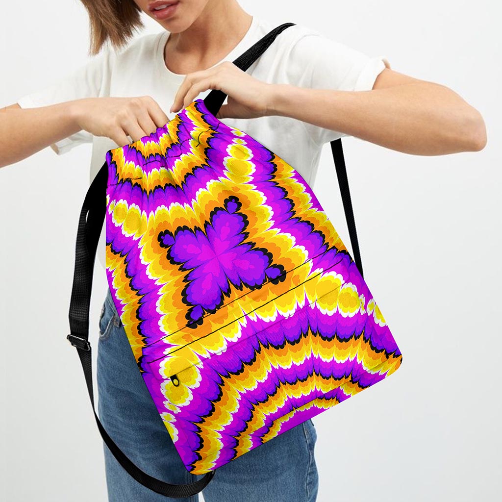 Yellow Explosion Moving Optical Illusion Drawstring Backpack