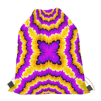 Yellow Explosion Moving Optical Illusion Drawstring Bag