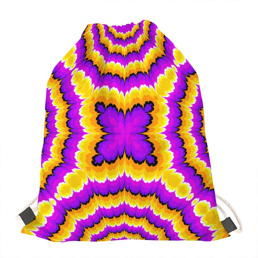 Yellow Explosion Moving Optical Illusion Drawstring Bag