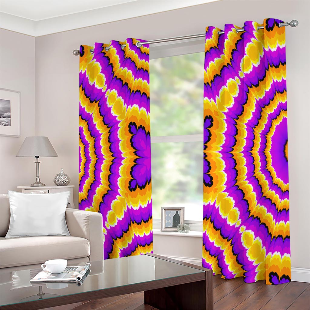 Yellow Explosion Moving Optical Illusion Extra Wide Grommet Curtains