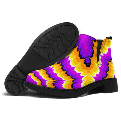 Yellow Explosion Moving Optical Illusion Flat Ankle Boots