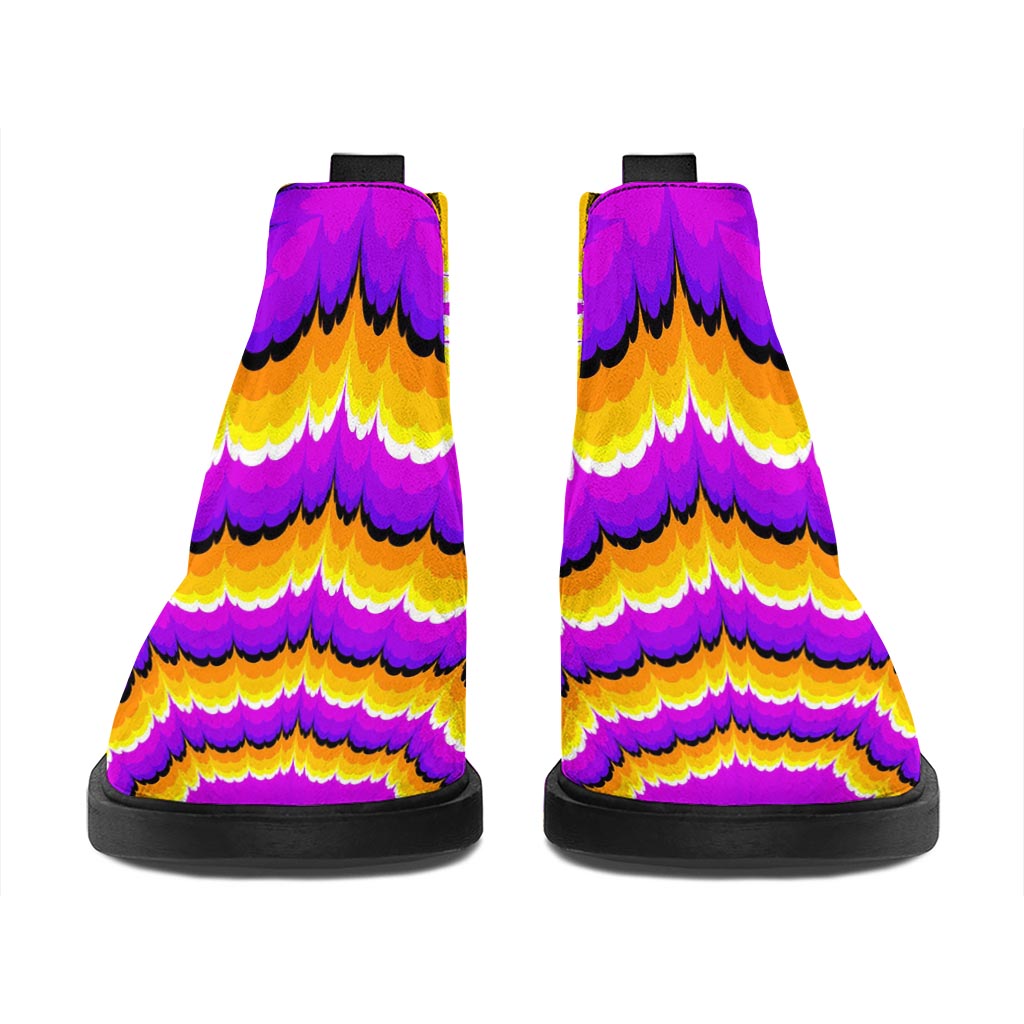 Yellow Explosion Moving Optical Illusion Flat Ankle Boots