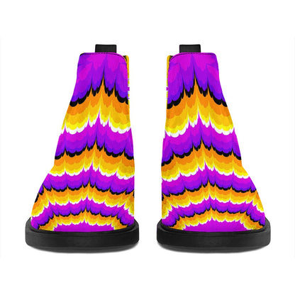 Yellow Explosion Moving Optical Illusion Flat Ankle Boots