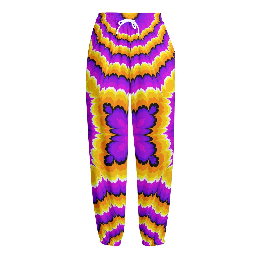 Yellow Explosion Moving Optical Illusion Fleece Lined Knit Pants