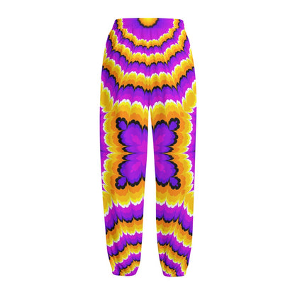 Yellow Explosion Moving Optical Illusion Fleece Lined Knit Pants