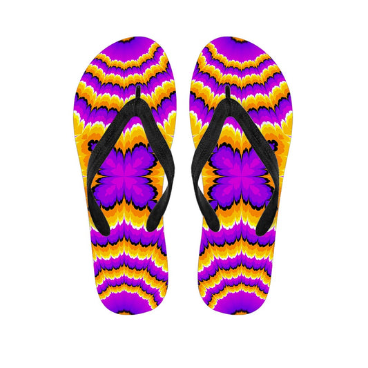 Yellow Explosion Moving Optical Illusion Flip Flops