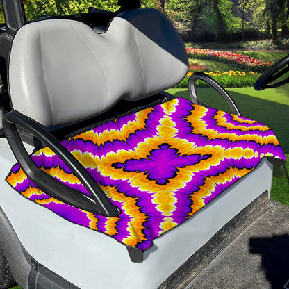 Yellow Explosion Moving Optical Illusion Golf Cart Seat Cover