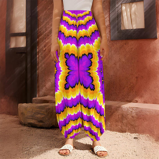 Yellow Explosion Moving Optical Illusion Harem Pants