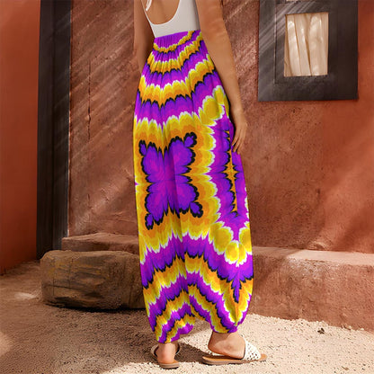 Yellow Explosion Moving Optical Illusion Harem Pants