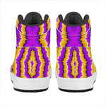 Yellow Explosion Moving Optical Illusion High Top Leather Sneakers