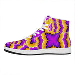 Yellow Explosion Moving Optical Illusion High Top Leather Sneakers