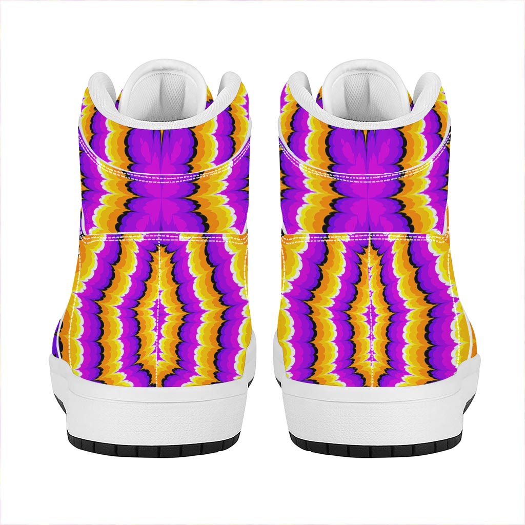 Yellow Explosion Moving Optical Illusion High Top Leather Sneakers