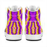 Yellow Explosion Moving Optical Illusion High Top Leather Sneakers